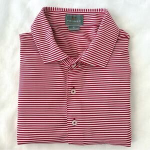 Fennec Striped Golf Polo Shirt Mens XL Red White EUC Stretch Performance